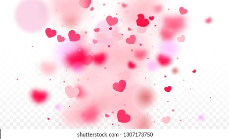 Hearts Confetti Falling Background. St. Valentine's Day pattern. Romantic Scattered Hearts Wallpaper. Vector Illustration. Cute Element of Design for Cards.