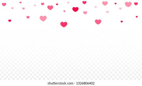 Hearts Confetti Falling Background. St. Valentine's Day pattern. Romantic Scattered Hearts Texture. Vector Illustration. Cute Element of Design for Weddings.