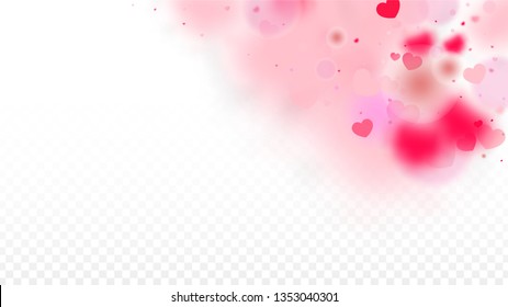 Hearts Confetti Falling Background. St. Valentine's Day pattern. Romantic Scattered Hearts Texture. Love. Sweet Moment. Gift. Cute Element of Design for Birthday Party.