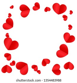 Hearts Confetti Falling Background. St. Valentine's Day pattern. Romantic Scattered Hearts Design Element. Vector Illustration. Cute Element of Design for Birthday Party.