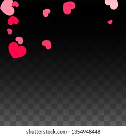 Hearts Confetti Falling Background. St. Valentine's Day pattern. Romantic Scattered Hearts Wallpaper. Love. Sweet Moment. Gift. Cute Element of Design for Banners.