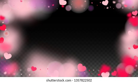 Hearts Confetti Falling Background. St. Valentine's Day pattern. Romantic Scattered Hearts Design Element. Vector Illustration. Cute Element of Design for Anniversary.