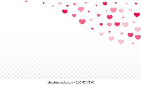 Hearts Confetti Falling Background. St. Valentine's Day pattern. Romantic Scattered Hearts Design Element. Love. Sweet Moment. Gift. Cute Element of Design for Cards.