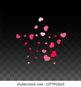 Hearts Confetti Falling Background. St. Valentine's Day pattern. Romantic Scattered Hearts Wallpaper. Vector Illustration. Cute Element of Design for Cards.