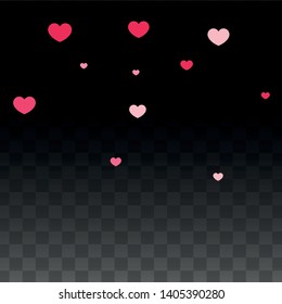 Hearts Confetti Falling Background. St. Valentine's Day pattern. Romantic Scattered Hearts Wallpaper. Vector Illustration. Cute Element of Design for Flyers.