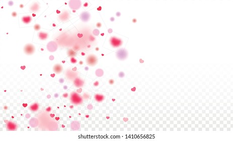 Hearts Confetti Falling Background. St. Valentine's Day pattern. Romantic Scattered Hearts Wallpaper. Vector Illustration. Cute Element of Design for Birthday Party.