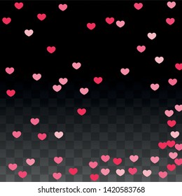 Hearts Confetti Falling Background. St. Valentine's Day pattern. Romantic Scattered Hearts Texture. Love. Sweet Moment. Gift. Cute Element of Design for Cards.