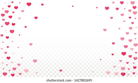 Hearts Confetti Falling Background. St. Valentine's Day pattern. Romantic Scattered Hearts Design Element. Vector Illustration. Cute Element of Design for Sales or Celebration.