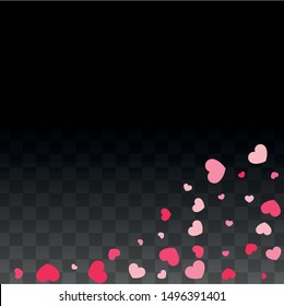 Hearts Confetti Falling Background. St. Valentine's Day pattern. Romantic Scattered Hearts Design Element. Love. Sweet Moment. Gift. Cute Element of Design for Cards.