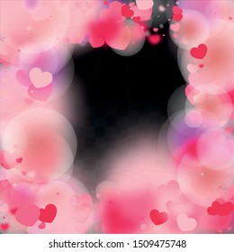 Hearts Confetti Falling Background. St. Valentine's Day pattern. Romantic Scattered Hearts Texture. Vector Illustration. Cute Element of Design for Weddings.