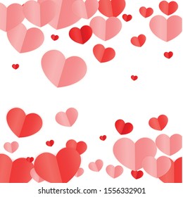 Hearts Confetti Falling Background. St. Valentine's Day pattern. Romantic Scattered Hearts Design Element. Love. Sweet Moment. Gift. Cute Element of Design for Weddings.