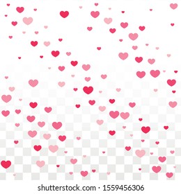 Hearts Confetti Falling Background. St. Valentine's Day pattern. Romantic Scattered Hearts Wallpaper. Vector Illustration. Cute Element of Design for Flyers.