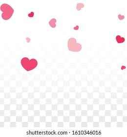 Hearts Confetti Falling Background. St. Valentine's Day pattern. Romantic Scattered Hearts Texture. Vector Illustration. Cute Element of Design for Weddings.