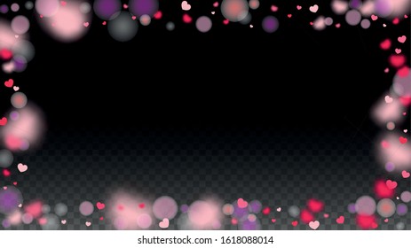 Hearts Confetti Falling Background. St. Valentine's Day pattern. Romantic Scattered Hearts Texture. Vector Illustration. Cute Element of Design for Banners.