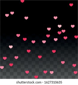 Hearts Confetti Falling Background. St. Valentine's Day pattern. Romantic Scattered Hearts Design Element. Vector Illustration. Cute Element of Design for Posters.