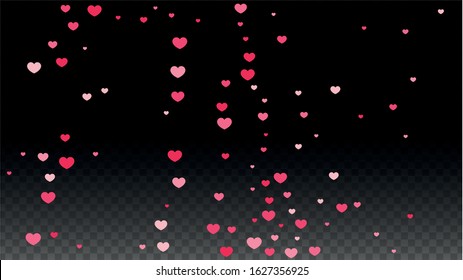 Hearts Confetti Falling Background. St. Valentine's Day pattern. Romantic Scattered Hearts Wallpaper. Love. Sweet Moment. Gift. Cute Element of Design for Weddings.