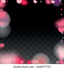 Hearts Confetti Falling Background. St. Valentine's Day pattern. Romantic Scattered Hearts Texture. Vector Illustration. Cute Element of Design for Banners.