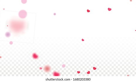 Hearts Confetti Falling Background. St. Valentine's Day pattern. Romantic Scattered Hearts Texture. Vector Illustration. Cute Element of Design for Cards.