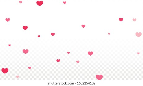 Hearts Confetti Falling Background. St. Valentine's Day pattern. Romantic Scattered Hearts Texture. Vector Illustration. Cute Element of Design for Weddings.