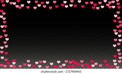 Hearts Confetti Falling Background. St. Valentine's Day pattern. Romantic Scattered Hearts Wallpaper. Love. Sweet Moment. Gift. Cute Element of Design for Weddings.