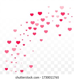 Hearts Confetti Falling Background. St. Valentine's Day pattern. Romantic Scattered Hearts Texture. Love. Sweet Moment. Gift. Cute Element of Design for Cards.