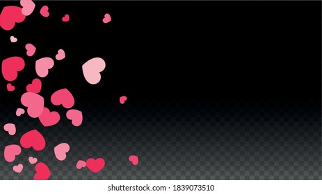 Hearts Confetti Falling Background. St. Valentine's Day pattern. Romantic Scattered Hearts Wallpaper. Vector Illustration. Cute Element of Design for Birthday Party.