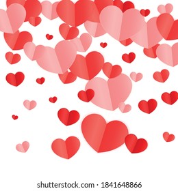 Hearts Confetti Falling Background. St. Valentine's Day pattern. Romantic Scattered Hearts Design Element. Love. Sweet Moment. Gift. Cute Element of Design for Posters.
