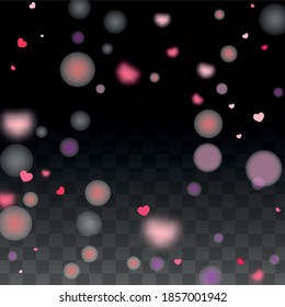 Hearts Confetti Falling Background. St. Valentine's Day pattern. Romantic Scattered Hearts Design Element. Love. Sweet Moment. Gift. Cute Element of Design for Flyers.