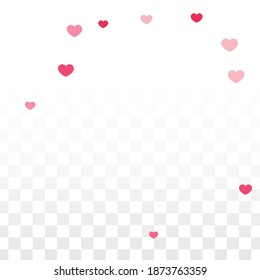 Hearts Confetti Falling Background. St. Valentine's Day pattern. Romantic Scattered Hearts Texture. Love. Sweet Moment. Gift. Cute Element of Design for Anniversary.