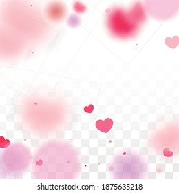 Hearts Confetti Falling Background. St. Valentine's Day pattern. Romantic Scattered Hearts Design Element. Vector Illustration. Cute Element of Design for Weddings.