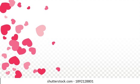 Hearts Confetti Falling Background. St. Valentine's Day pattern. Romantic Scattered Hearts Texture. Love. Sweet Moment. Gift. Cute Element of Design for Posters.