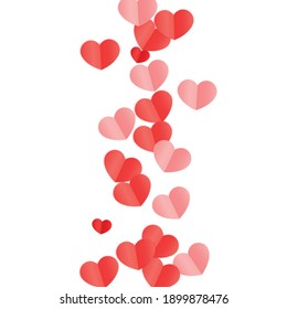 Hearts Confetti Falling Background. St. Valentine's Day pattern. Romantic Scattered Hearts Wallpaper. Vector Illustration. Cute Element of Design for Flyers.
