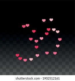 Hearts Confetti Falling Background. St. Valentine's Day pattern. Romantic Scattered Hearts Texture. Love. Sweet Moment. Gift. Cute Element of Design for Flyers.
