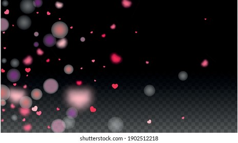 Hearts Confetti Falling Background. St. Valentine's Day pattern. Romantic Scattered Hearts Design Element. Vector Illustration. Cute Element of Design for Banners.