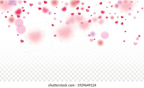 Hört Konfetti Fallender Hintergrund. Valentinstag-Muster. Romantische Scattered Hearts Texture. Vektorgrafik. Cute Element des Designs für Banner.