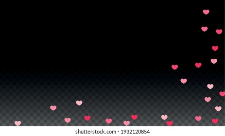 Hearts Confetti Falling Background. St. Valentine's Day pattern. Romantic Scattered Hearts Texture. Love. Sweet Moment. Gift. Cute Element of Design for Sales or Celebration.
