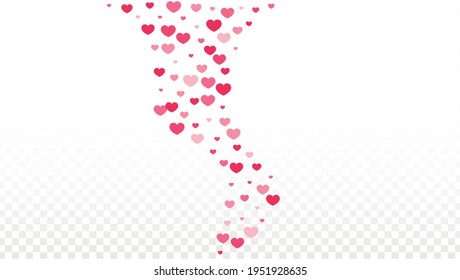 Hearts Confetti Falling Background. St. Valentine's Day pattern. Romantic Scattered Hearts Texture. Vector Illustration. Cute Element of Design for Anniversary.
