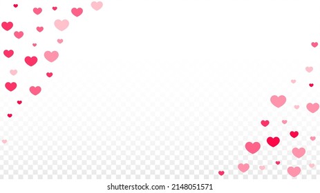 Hearts Confetti Falling Background. St. Valentine's Day pattern. Romantic Scattered Hearts Wallpaper. Vector Illustration. Cute Element of Design for Weddings.