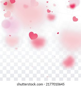 Hearts Confetti Falling Background. St. Valentine's Day pattern. Romantic Scattered Hearts Wallpaper. Love. Sweet Moment. Gift. Cute Element of Design for Flyers.