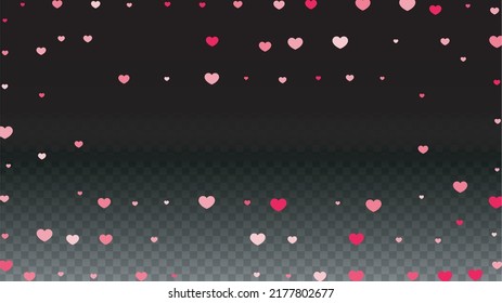 Hearts Confetti Falling Background. St. Valentine's Day pattern. Romantic Scattered Hearts Wallpaper. Vector Illustration. Cute Element of Design for Weddings.