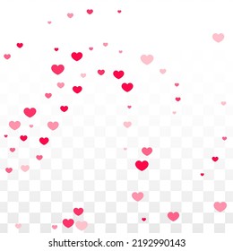 Hearts Confetti Falling Background. St. Valentine's Day pattern. Romantic Scattered Hearts Design Element. Love. Sweet Moment. Gift. Cute Element of Design for Birthday Party.