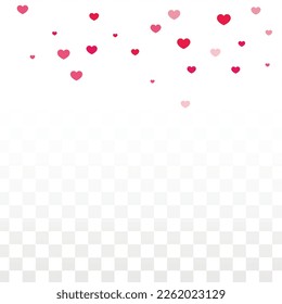 Hearts Confetti Falling Background. St. Valentine's Day pattern. Romantic Scattered Hearts Texture. Vector Illustration. Cute Element of Design for Anniversary.