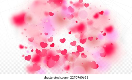 Hearts Confetti Falling Background. St. Valentine's Day pattern. Romantic Scattered Hearts Wallpaper. Love. Sweet Moment. Gift. Cute Element of Design for Banners.
