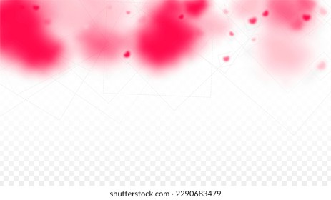Hearts Confetti Falling Background. St. Valentine's Day pattern. Romantic Scattered Hearts Design Element. Love. Sweet Moment. Gift. Cute Element of Design for Sales or Celebration.