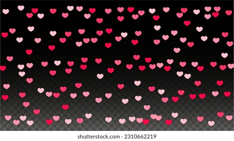 Hearts Confetti Falling Background. St. Valentine's Day pattern. Romantic Scattered Hearts Design Element. Love. Sweet Moment. Gift. Cute Element of Design for Flyers.