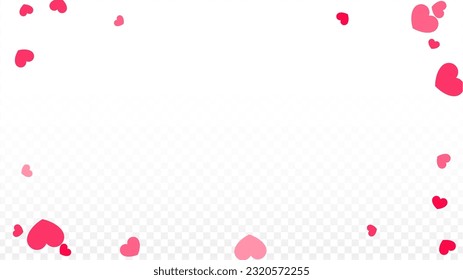 Hearts Confetti Falling Background. St. Valentine's Day pattern. Romantic Scattered Hearts Texture. Love. Sweet Moment. Gift. Cute Element of Design for Banners.