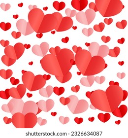Hearts Confetti Falling Background. St. Valentine's Day pattern. Romantic Scattered Hearts Design Element. Vector Illustration. Cute Element of Design for Sales or Celebration.