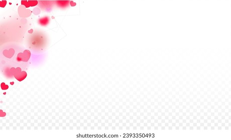 Hearts Confetti Falling Background. St. Valentine's Day pattern. Romantic Scattered Hearts Texture. Vector Illustration. Cute Element of Design for Birthday Party.