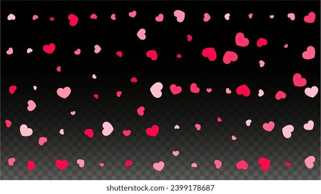 Hearts Confetti Falling Background. St. Valentine's Day pattern. Romantic Scattered Hearts Wallpaper. Vector Illustration. Cute Element of Design for Weddings.