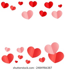 Hearts Confetti Falling Background. St. Valentine's Day pattern. Romantic Scattered Hearts Design Element. Love. Sweet Moment. Gift. Cute Element of Design for Cards.